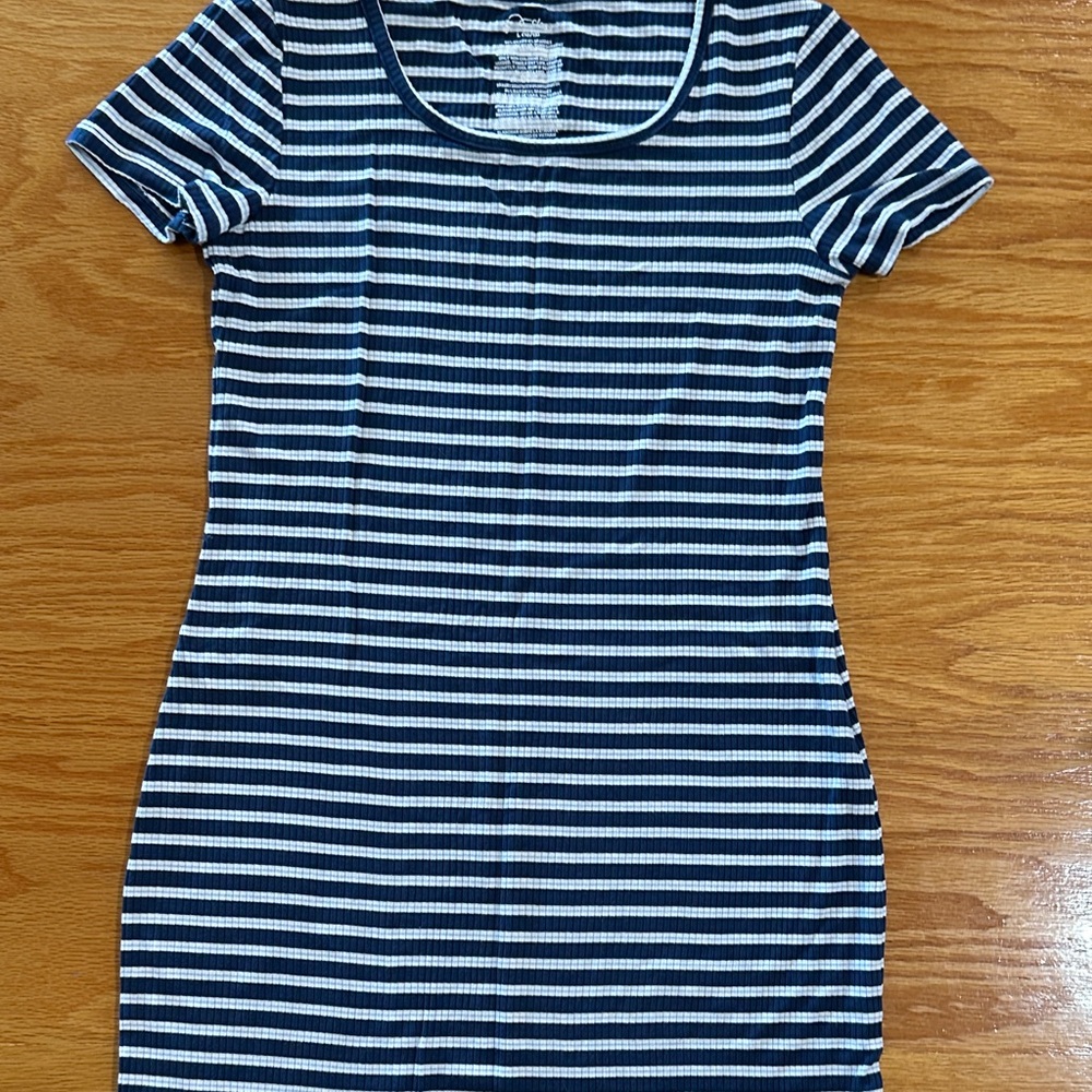 Art Class Navy and White Striped Casual Dress